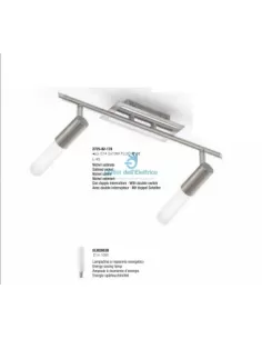 Barre de spots Fabas Minerva 2725-82-178, 2 x 40 W max, culot E14, finition chromée satinée, avec lampe.